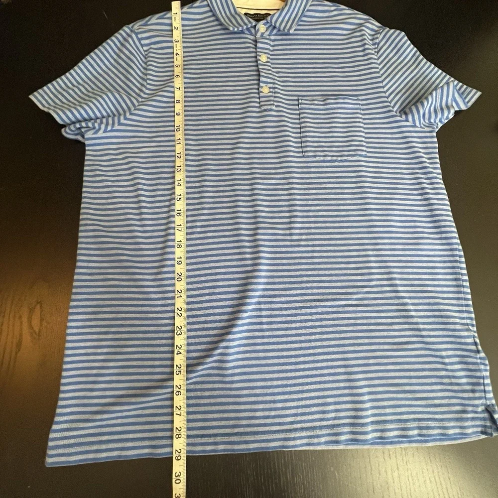 BANANA REPUBLIC Performance Pique Polo Mens‎ Size XL Blue Stripe Short Sleeve